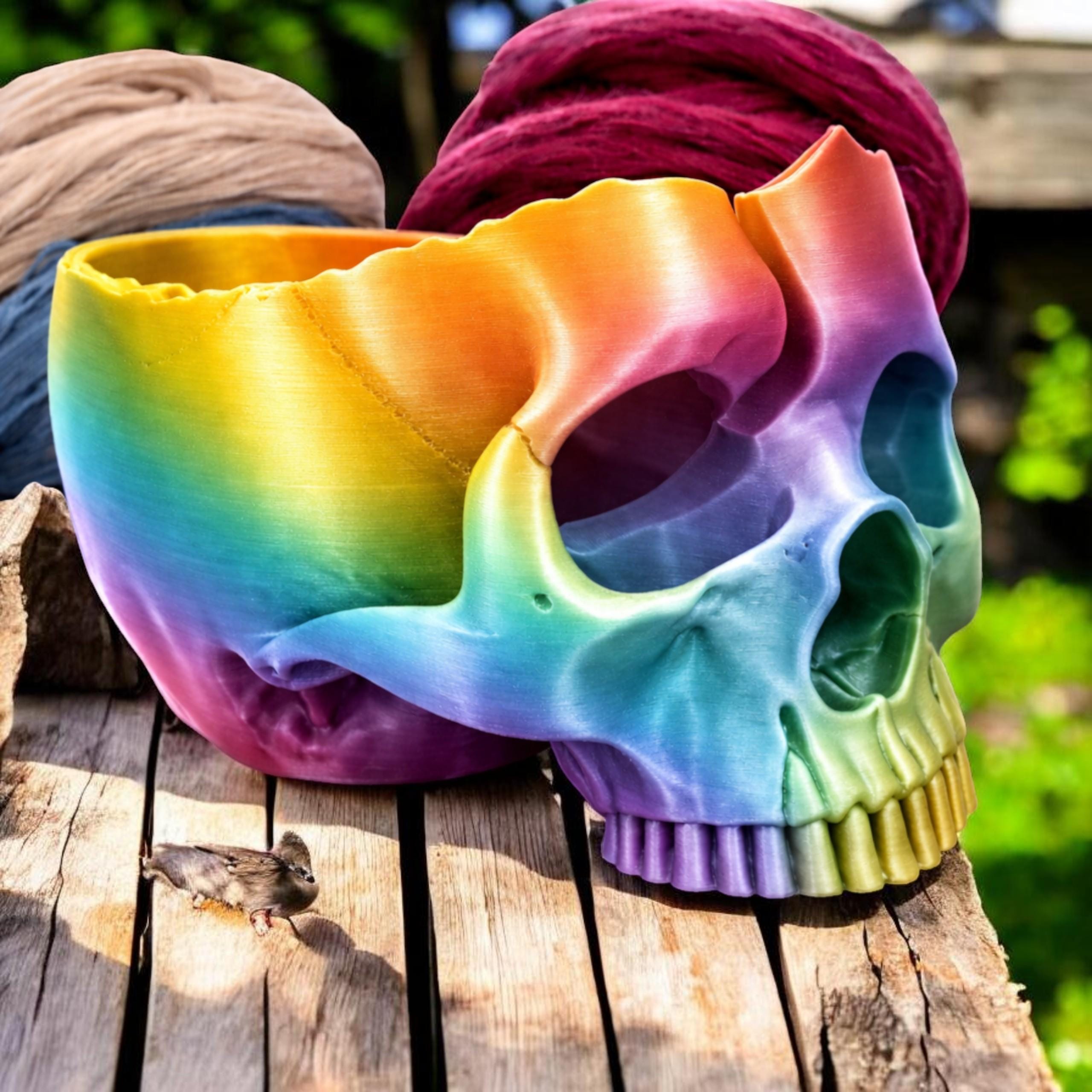 Skull Yarn Bowl – 3D Printed Crochet & Knitting Wool Holder for Spooky Decor — photo 1 of 20