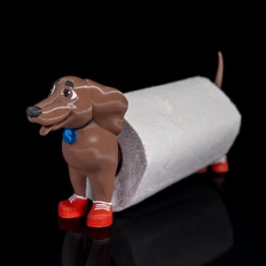 Suporte para toalha de papel para cachorro Wiener - Decoração de cozinha de Dachshund impressa em 3D exclusiva - Acessório de bancada moderno e peculiar