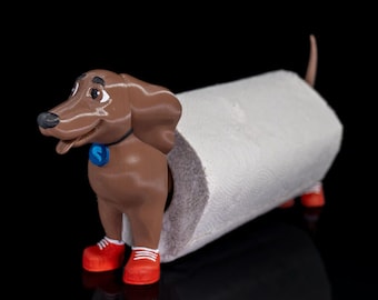 Wiener Hunde-Papierhalter, einzigartig, 3D-gedruckt – schrulliger Dackel, Küchendekoration, moderne Küchendekoration, Papierhandtuchhalter