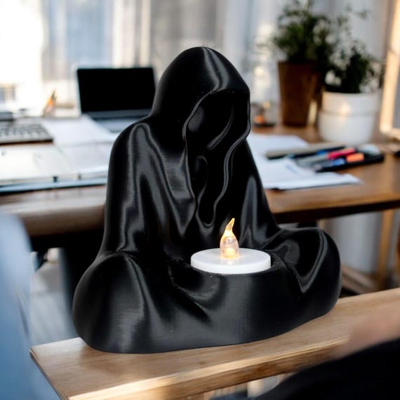 Hooded Figure LED Tea Light Holder – Spooky Halloween Decor