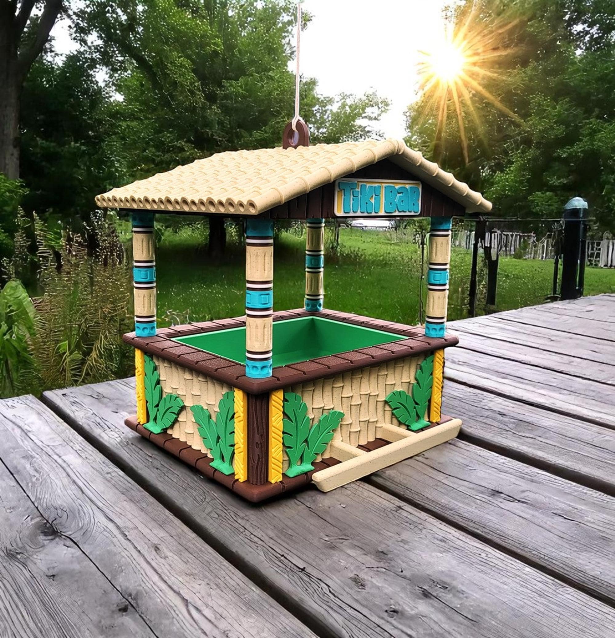 Tiki Bar Bird Feeder, Playful 3D Printed Tropical Garden Decor — photo 1 of 20