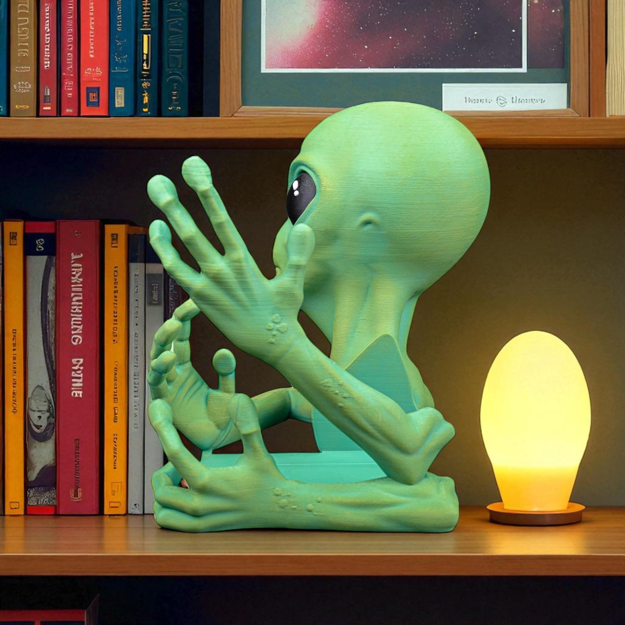 エイリアンブックエンドセット – 3DプリントSFシェルフデコレーション 