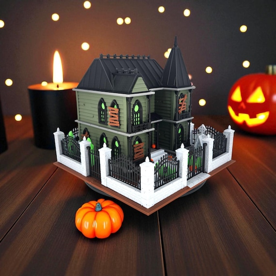 LED Haunted House Diorama – 1:64 Scale Gothic Halloween Display with Remote