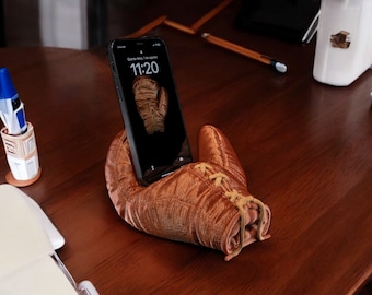 Boxhandschuh-Telefonhalter - 3D gedruckter Smartphone-Ständer, Schreibtisch-Organizer für Home Office, Videoanrufe und Streamen