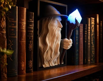 Kącik książkowy Wizard Book Nook z podświetleniem LED, wkładka do półki wykonana w technologii druku 3D, przyjazna dla środowiska