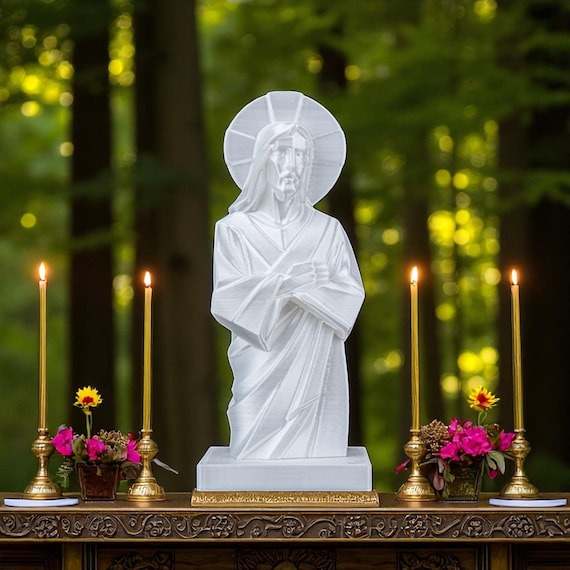 Jesus Statue, 3D Printed Christian Home Decor with Elegant Design