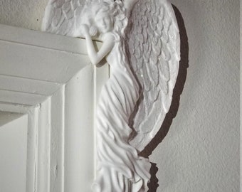 3D Printed Door Corner Angel | Gothic Home Decor Accent | Angel Sculpture Left Right Pair | Unique Religious Wall Art Gift