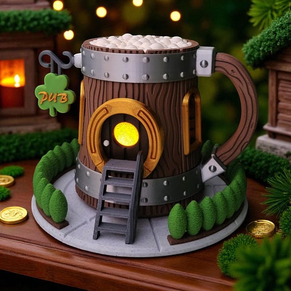 Irish Pub Tea Light Holder, 3D Printed St. Patrick's Day Decor