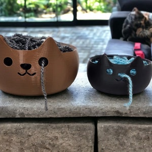 Cat Head Yarn Bowl – 3D Printed Knitting & Crochet Organizer | Cute Feline Gift for Yarn Lovers and Crafters