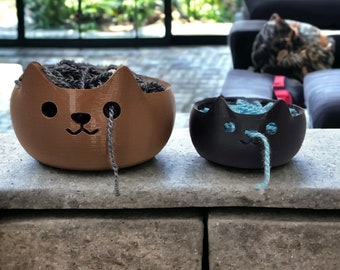 Bol en laine pour chat imprimé en 3D sans fil emmêlé organisateur d'accessoires Joli bol en laine pour chat pour les amoureux des chats à tricoter et crocheter - - Tricot déco