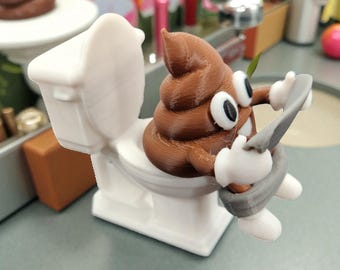 Divertido compañero de baño, figura impresa en 3D del Sr. Caca para humor escatológico.