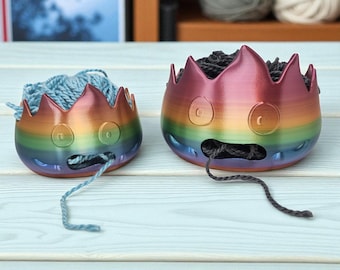 Calcifer Yarn Bowl – Fire Demon 3D Printed Organizer with Rainbow Design