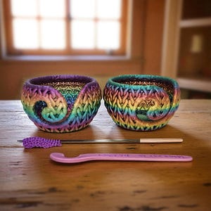 Knitting Yarn Bowl with Knit Pattern | 3D Printed Crochet Organizer image 2