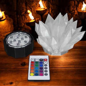 Crystal Shard LED Light | 3D Printed Color-Changing Night Light & Quartz Style Home Decor with Remote, Unique Gift Idea