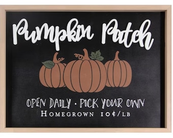 Farmhouse Pumpkin Patch Sign: Rustic Fall Halloween Decor, Wooden Frame