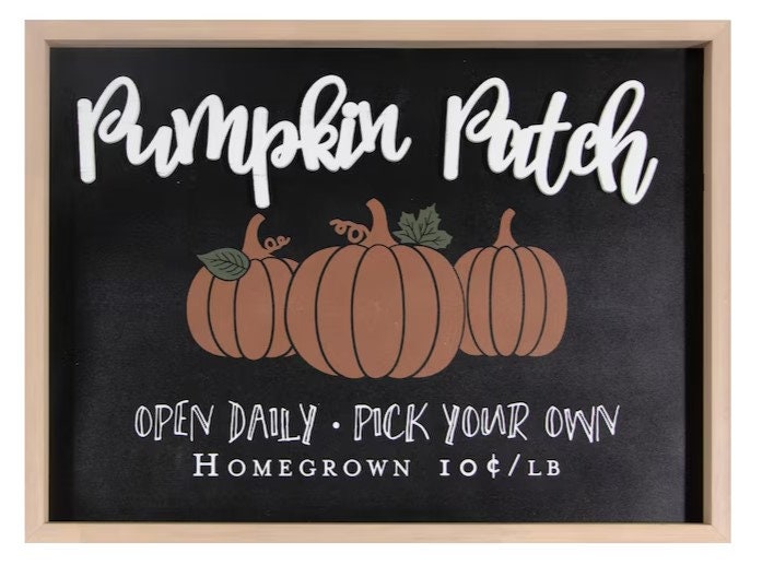 Farmhouse Pumpkin Patch Sign: Rustic Fall Halloween Decor, Wooden Frame — photo 1 of 3