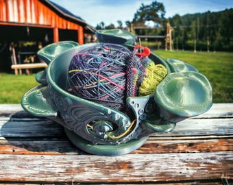 Mushroom Yarn Bowl, Eco-Friendly 3D Printed Knitting Organizer with Color Options