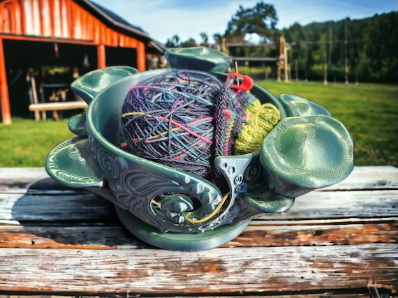 Mushroom Yarn Bowl, Eco-Friendly 3D Printed Knitting Organizer with Color Options