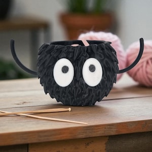 Soot Sprite Bowl – 3D Printed Yarn Crochet & Knitting Organizer, Anime Ghibli Gift
