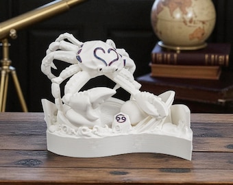 3D Printed Cancer Sculpture Figurine, Zodiac Astrology Decor Piece