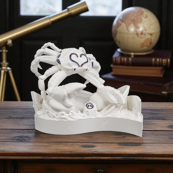 3D Printed Cancer Sculpture Figurine, Zodiac Astrology Decor Piece