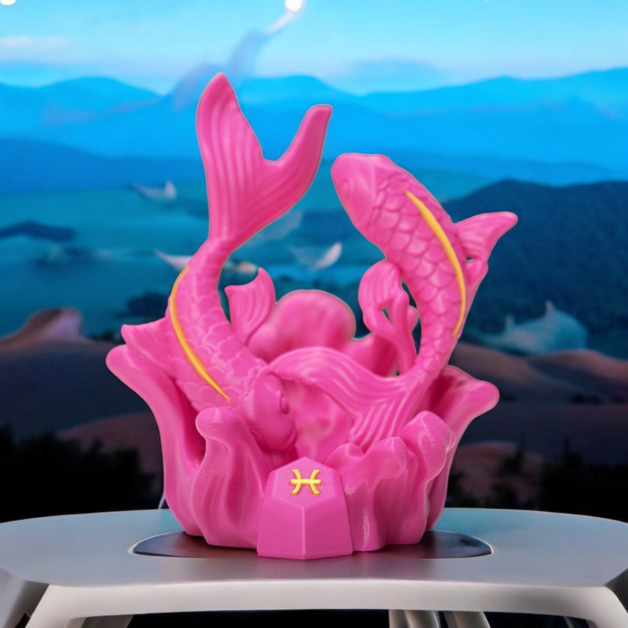 Pisces Sculpture Figurine | Unique 3D Printed Zodiac Decor for Astrology Lovers & Pisces Fans — photo 1 of 8