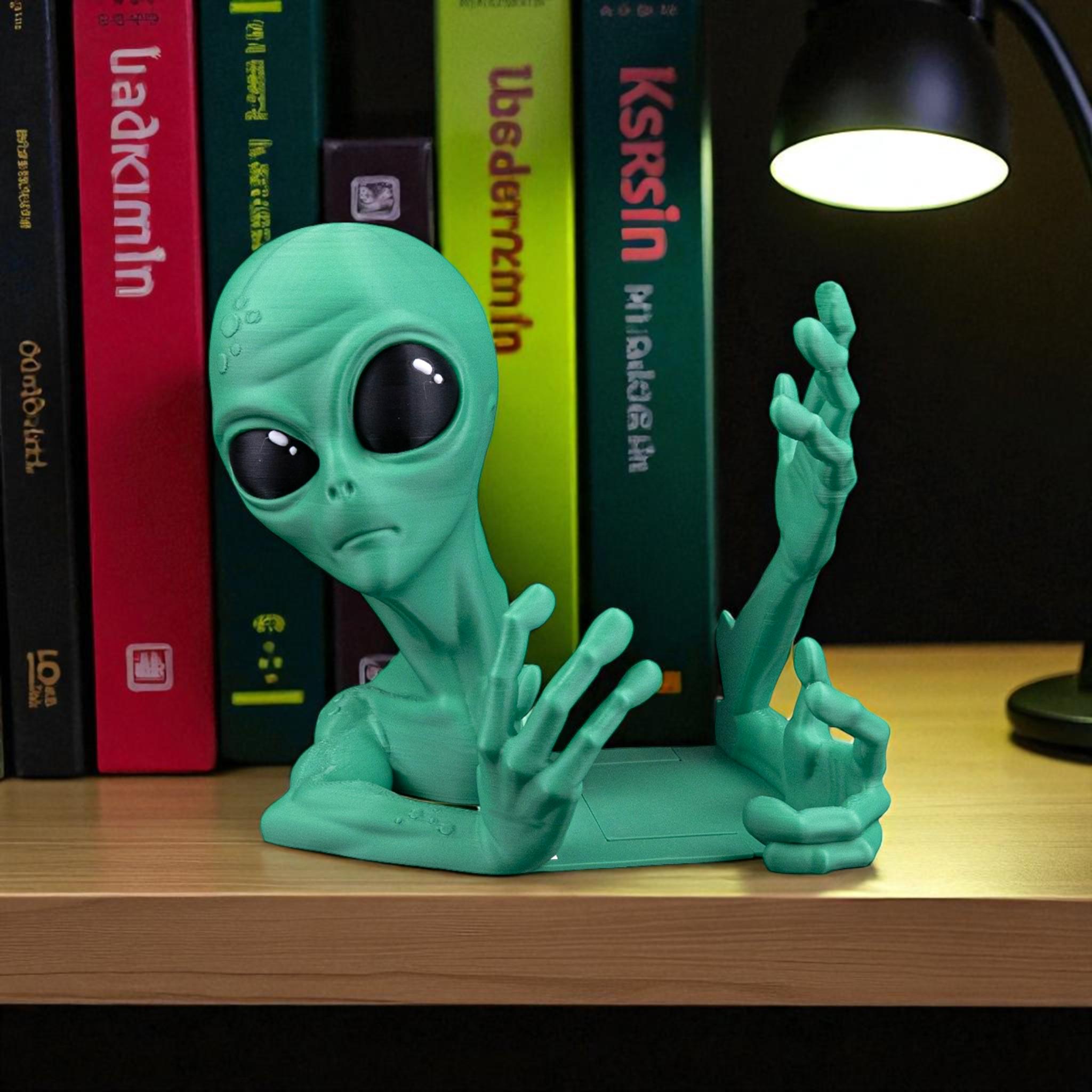 エイリアンブックエンドセット – 3DプリントSFシェルフデコレーション 