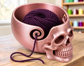 Skull Yarn Bowl, 3D Printed Organizer with Gothic Design