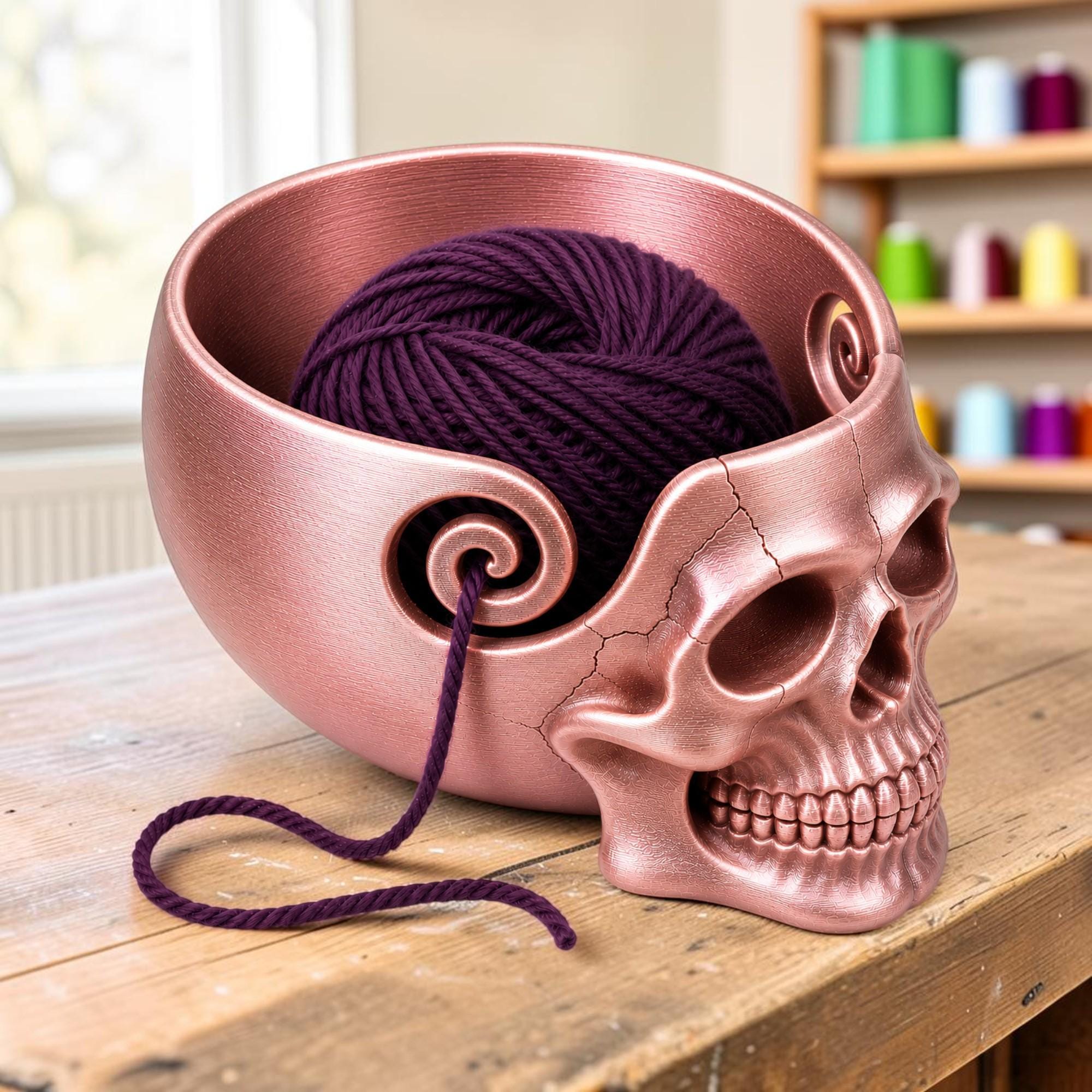 Skull Yarn Bowl, 3D Printed Organizer with Gothic Design — photo 1 of 16