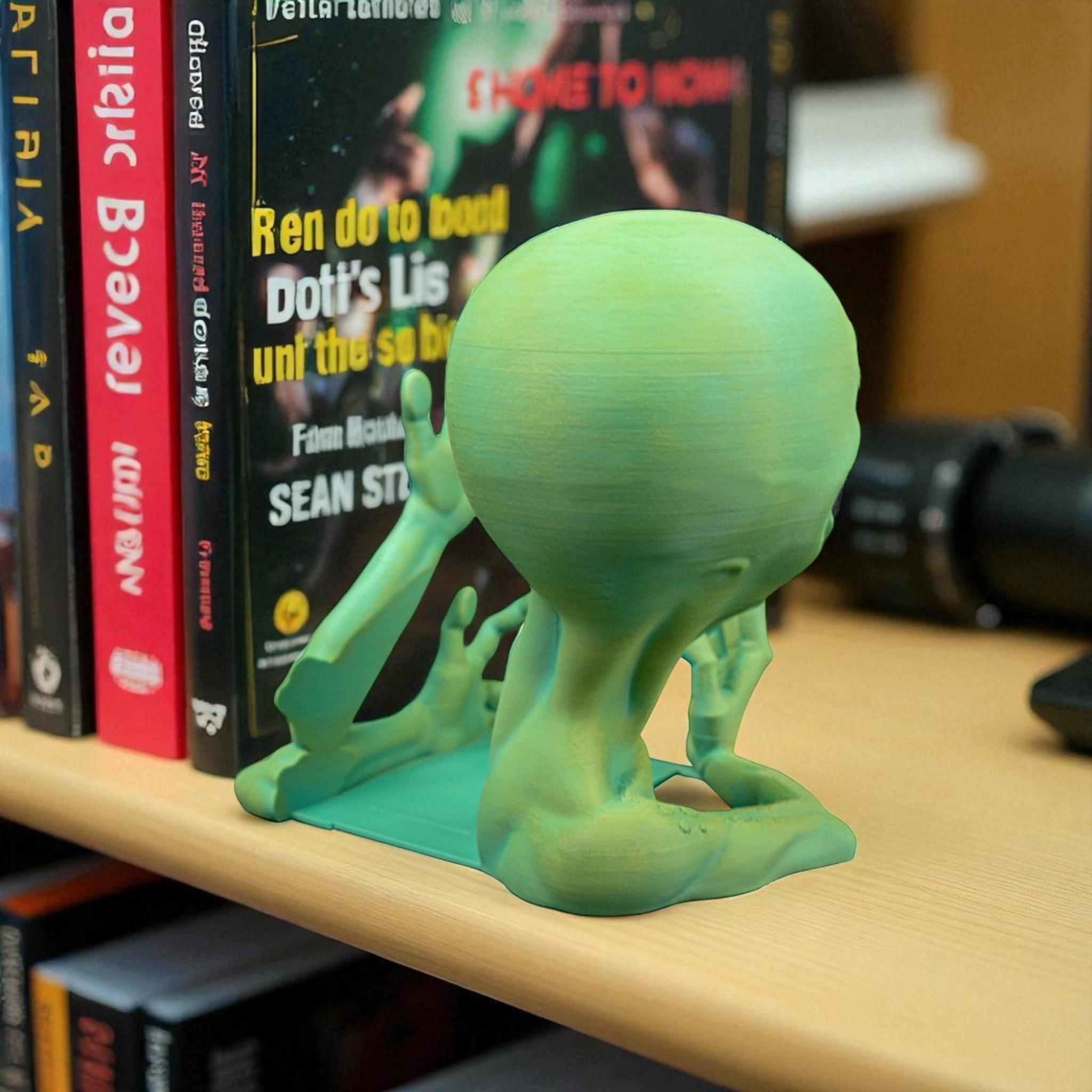 エイリアンブックエンドセット – 3DプリントSFシェルフデコレーション 