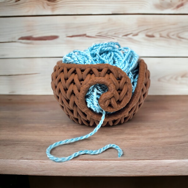 Bol en laine avec motif tricoté épais et régulier au crochet - Idée cadeau DIY Organiseur de laine au crochet imprimé en 3D | Accessoire de laine