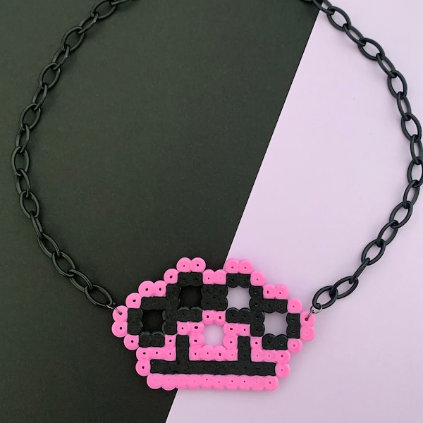 Pink Brass knuckles Pixel Necklace