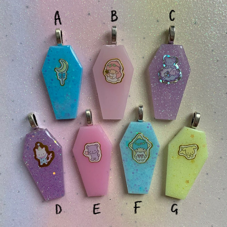 Mini kawaii coffin resin necklace