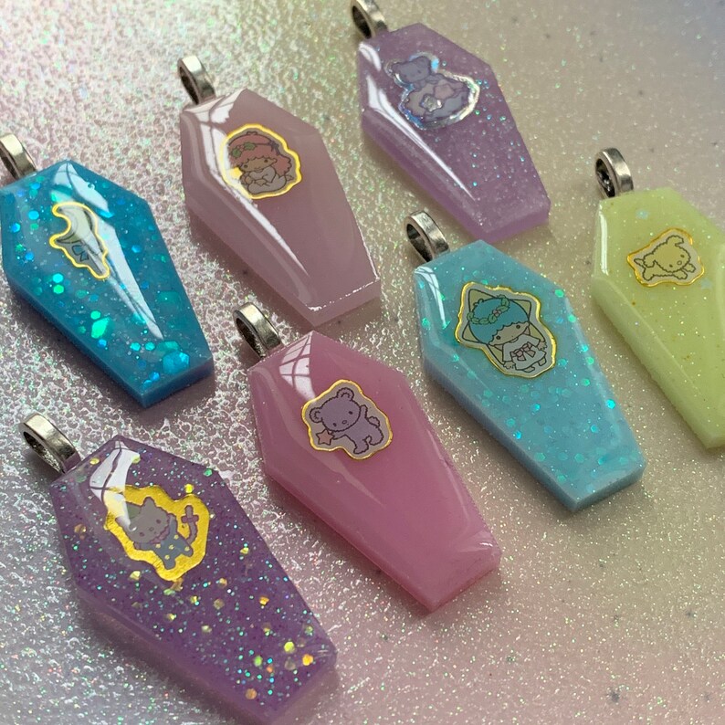 Mini kawaii coffin resin necklace