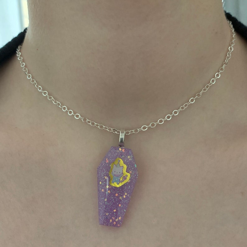 Mini kawaii coffin resin necklace