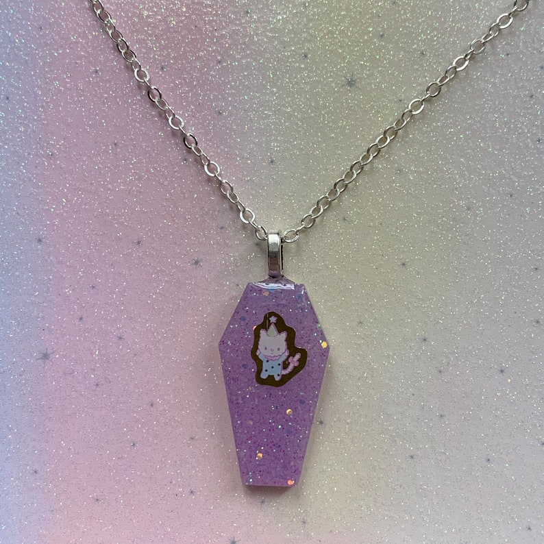 Mini kawaii coffin resin necklace