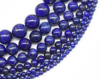 Cuentas de lapislázuli natural, 3 mm, 4 mm, 6 mm, 8 mm, 10 mm, 12 mm, 14 mm, cuentas de piedra preciosa lazuli, piedra lapislázuli azul, cuenta de piedra semipreciosa suelta, LPS20X0