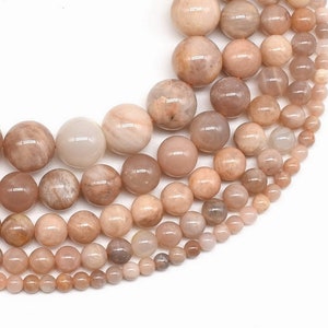 Orange moonstone beads, peach moonstone 4mm 6mm 8mm 10mm 12mm round beads, natural gemstone beads, loose moon stone beads strand, MNT21X0