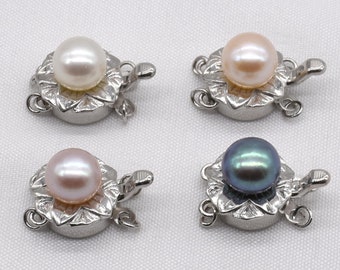 Pearl closure, 925 sterling silver double strand clasp, large flower clasp, pearl clasp closure, necklace closure,bracelet clasp 11mm CS1121