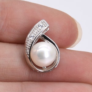 White pearl pendant, freshwater pearls 925 sterling silver pendant, cultured real pearls pendant necklace 7-8mm, F1110-XP