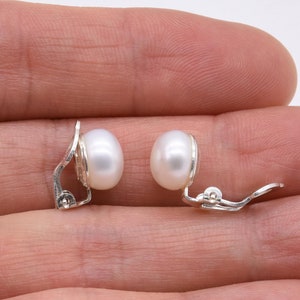 Perle Ohrclips Nicht durchbohrte 925 Sterling Silber Ohrringe Gold Vermeil Echte Natürliche Süßwasser Perle Ohrring Clip Ohrringe F1805-E Bild 1