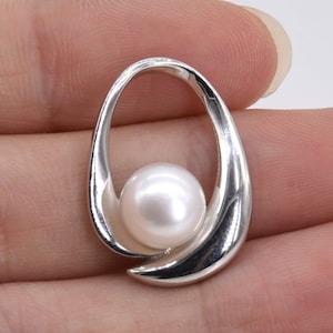 White pearl pendant, cultured real pearl pendant, sterling 925 silver freshwater pearls necklace, ladies bridal jewelry, 8-9mm, F2060-WP