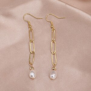 Baroque Pearl Earrings, Freshwater Pearl Drop Earrings, Genuine Pearl Dangling Earrings, Bridesmaids Earrings, Dangle Earrings F3465-WGE