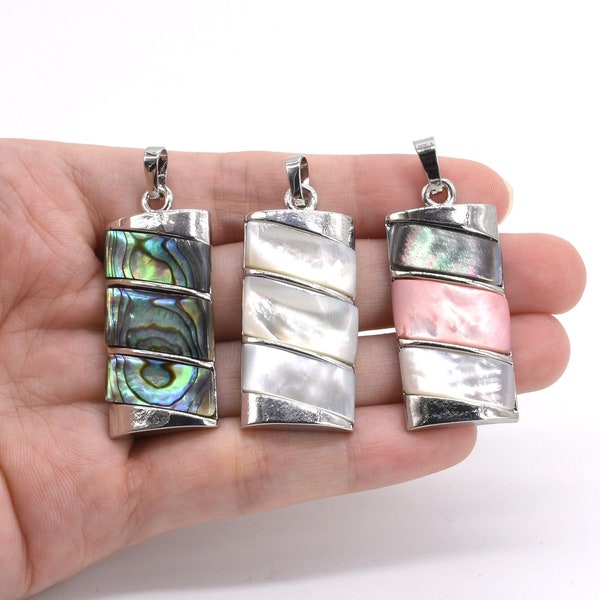 Rectangle Pendant, Natural Abalone Shell Pendant, Paua Shell Pendant, Sea Shell Pendant, Shell Charm, Abalone Charm Necklace, SH1170-XP