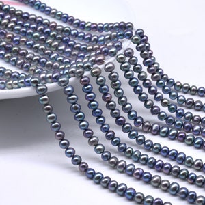 Perle di perle nere pavone AA da 4,5-5 mm, perle naturali d'acqua dolce, perle a forma di patata, perle sciolte genuine, buona lucentezza e qualità, FP268-KS