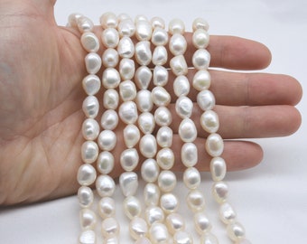 Perlas barrocas AAA, perlas barrocas de alta calidad de 8-9 mm x 9-11 mm, auténticas perlas de agua dulce, superficie lisa y alto brillo, FN690-WS