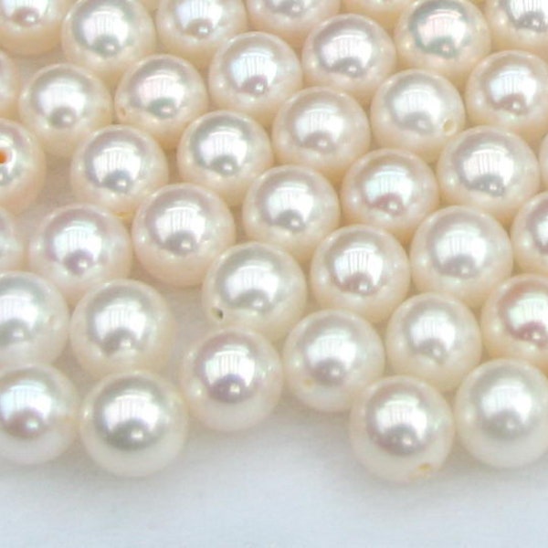 AA+ 5-5.5mm, 5.5-6mm round pearls, lustrous loose freshwater pearl beads, half drilled pearls, good luster, natural white, on sale FLR5060-W