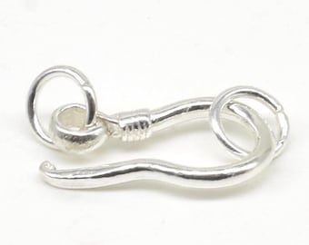 Big hook, 925 sterling silver clasp with close ring, pearl clasp, bracelet clasp, necklace clasp, jewelry findings charm, CS1061