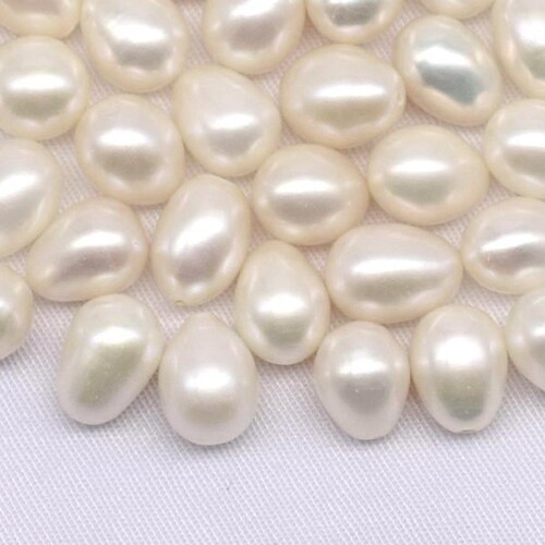 Genuine Freshwater Red Pearls Oval Teardrop Center Drilled  Beads Strand 16" 