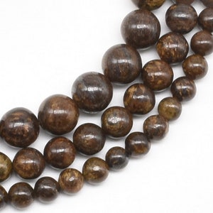 Bronzite beads, 6mm 8mm 10mm brown gem stone beads, genuine bronzite round beads, loose stone beads, full strand, jewelry making, BNZ20X0